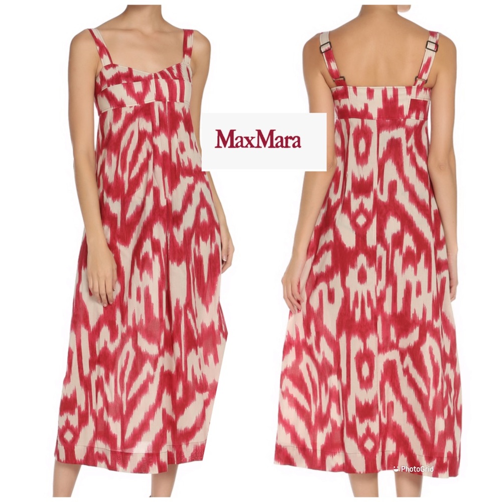 Max Mara Beige and Red Maxi Dress